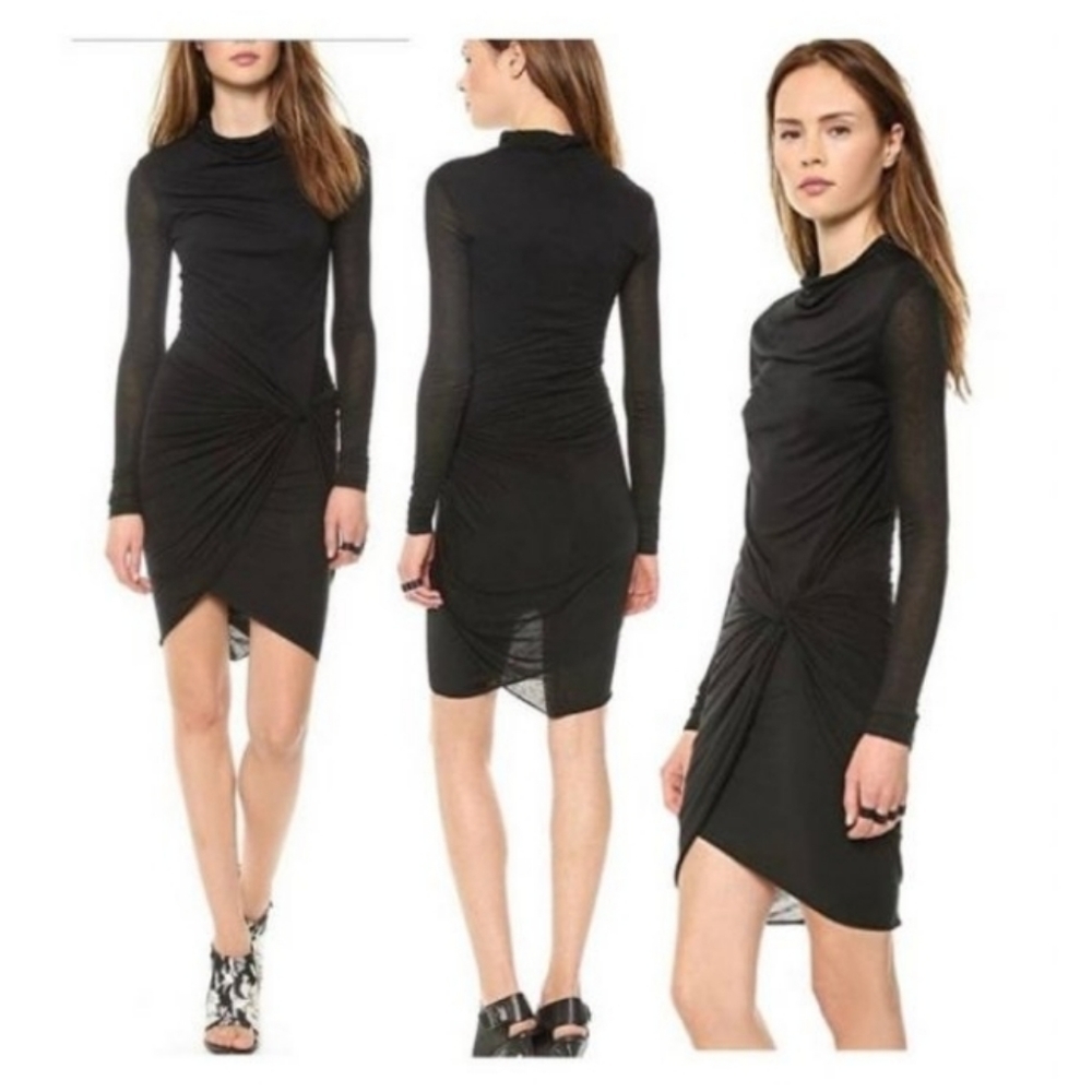 Helmet Lang black ruched dress